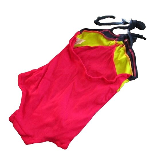 NEW NWOT Vtg 80s Girls Swimsuit Size 3T 3X One Piece NEON COLORBLOCK MADE USA - Picture 3 of 4
